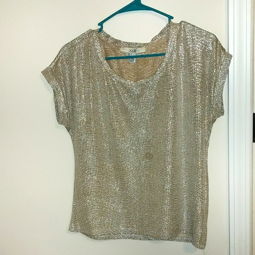 F21 gold shiny short sleeve  small